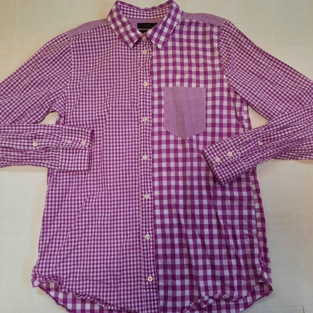 J.Crew Womens Lilac Gingham Plaid Button Up 4 - Picture 3 of 5